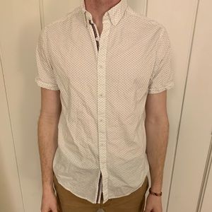 Denim and flower button up